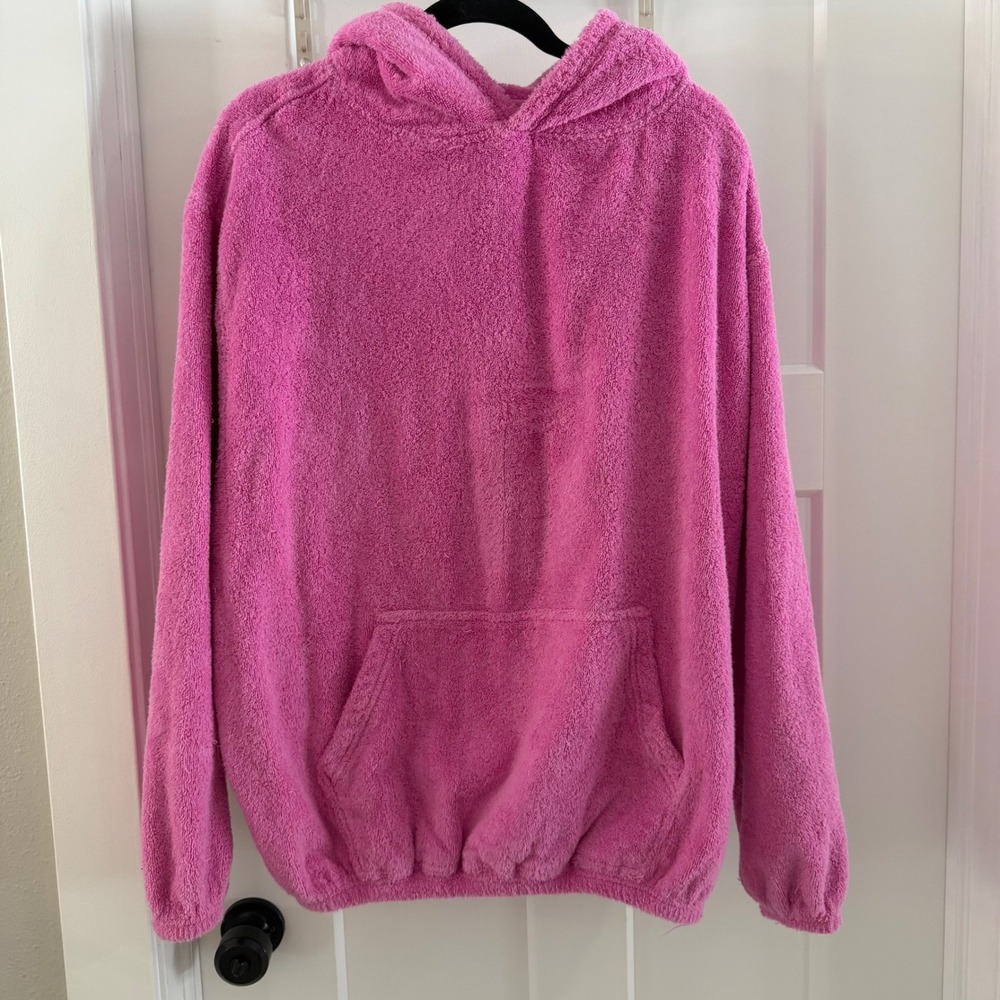 SKIMS Cozy Terry Cloth Hoodie Hot Pink Cotton Oversized Loungewear Top XS